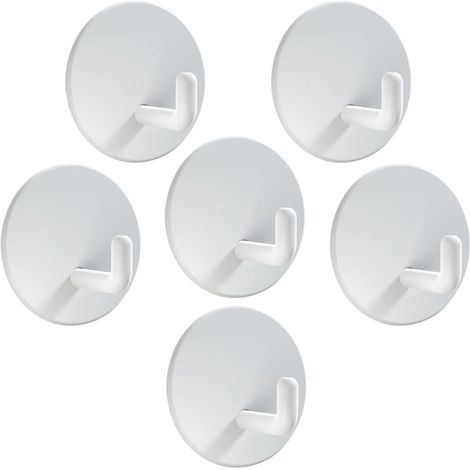 Selbstklebende Wandhaken, 6er-Set Wandgarderobe, Edelstahl-Wandhaken, wasserfester Küchenhandtuchhaken, Badezimmerhandtuchhaken (weiß)