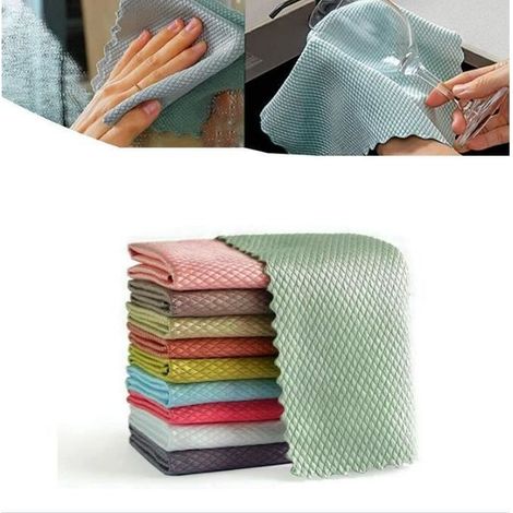 Lot de 15 Chiffon Nettoyage, Surface Tissu Microfibre écailles Poisson Sans Tissu Résiduel pour la Cuisine Produits , 25 25cm (1/4)