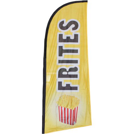 Drapeau publicitaire "FRITES" (jaune) 225 x 85 cm - Interface PLV