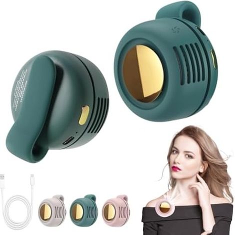 Mini ventilatore portatile e silenzioso senza pale con clip, può essere agganciato a una camicia o alla vita, tre velocità di ventilazione regolabili, adatto per viaggi all'aperto e altre occasioni. (1/5)