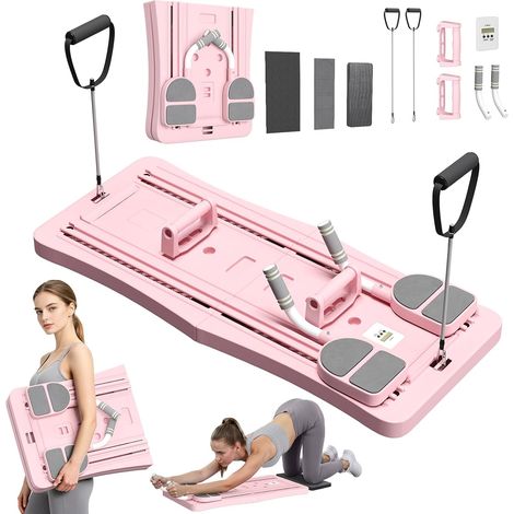 YODOLLA 7-in-1 Pilates Board, Faltbarer Pilates Reformer mit automatischem Federwiderstand, Multifunktionales Heim-Pilatesgerät für Core-, Bauch- und Ganzkörpertraining