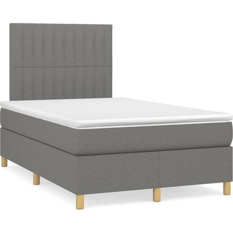 Sommier à lattes de lit matelas LED gris foncé 120x190 tissu (1/5)