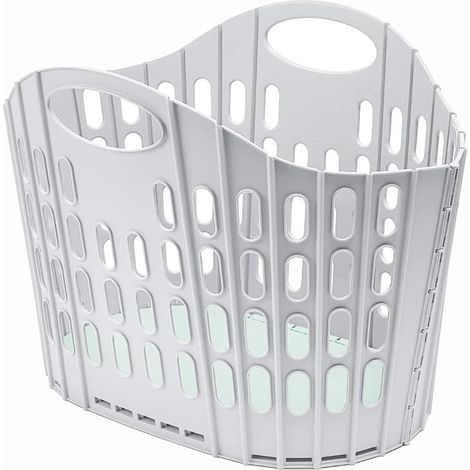 Panier à linge pliable — Rétractable et mural — Idéal pour chambres et salles de bain (Petit / Gris) (1/5)