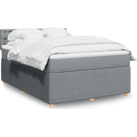 Boxspringbett mit Matratze Hellgrau 140x190 cm Stoff