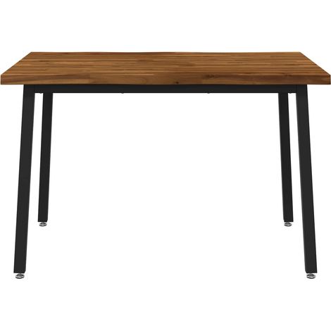 vidaXL 120 x 70 x 75 cm Madera de Acacia Sólida Natural y negro (1/2)