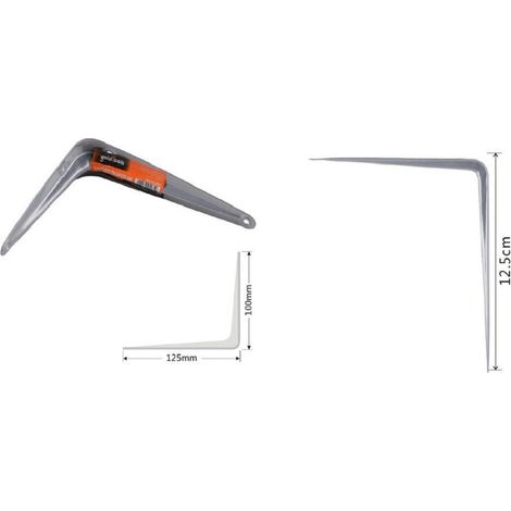 Kaela - Set 2pz Reggimensola Supporto Staffa Triangolo Mensola Metallo 12.5cm Grigio 91261 - (1/2)