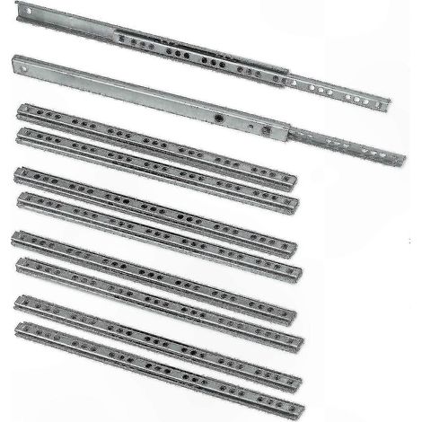 Schubladenschienen aus verzinktem Stahl, 10er-Pack, 17 x 278 mm, kugelgelagerte Schienen für Möbel und Schränke (1/4)
