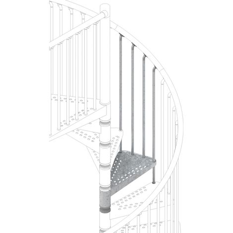 Misterstep - Gradino Supplementare con Ringhiera - Exterior Zink Ø 140 cm - Colore Metallo Argento