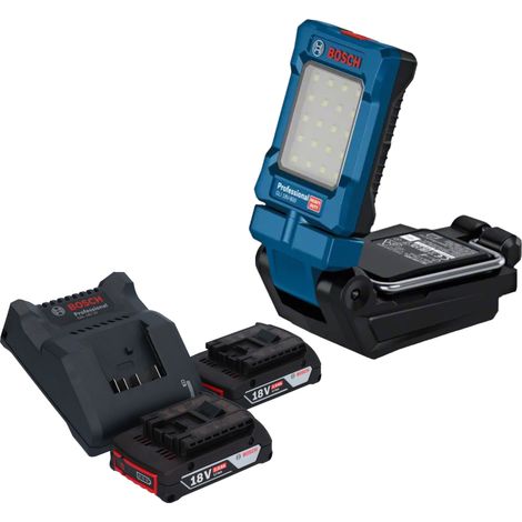 Bosch GLI 18V-800 Professional Akku Leuchte 18 V 800 lm + 2x Akku 2,0 Ah + Ladegerät
