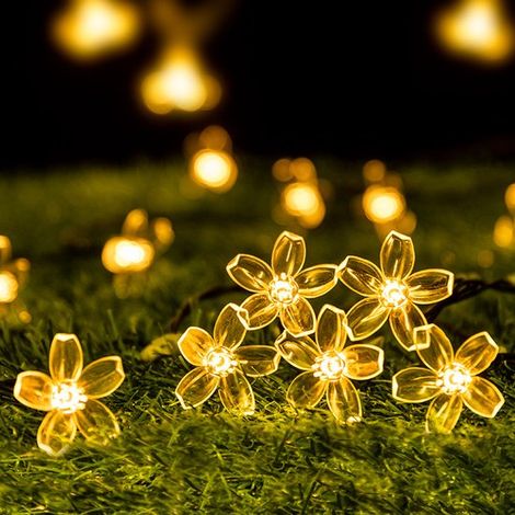 Guirnalda de luces LED con forma de flor de hadas para decoración de interiores，6,4 metros (21 pies)，30 LED solares (1/5)