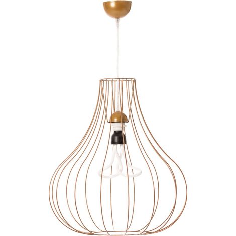 Lampada a sospensione Leonie in metallo color oro (1/2)