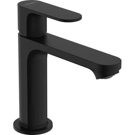 Robinet de lavabo avec bonde à tirette, robinet de salle de bain avec bec hauteur 109 mm, mitigeur économiseur d'eau, noir mat (1/5)