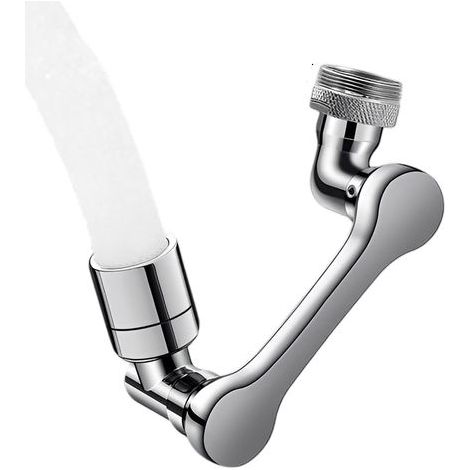 Aireador de grifo de 1080 grados, aireador de grifo de cocina, filtro ahorrador de agua, aireador giratorio, adaptador de 2 modos para grifos con rosca macho de 20/22/24 mm de diámetro (plateado) (1/5)