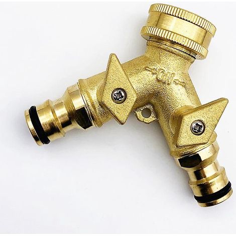 avec Sucette Double Sortie Robinet Jardin - Robinet Double Sortie En Laiton Robuste Pour Robinet Jardin Exterieur, Anti-fuite Raccord Robinet Pour (1/5)