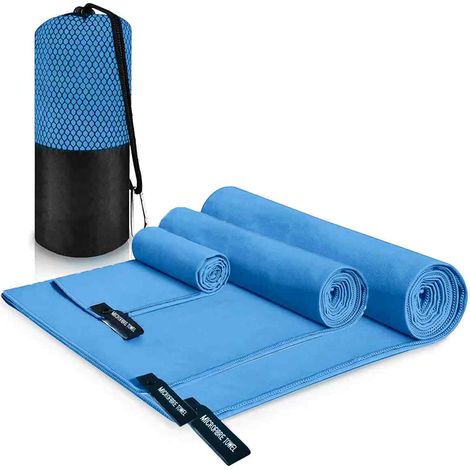 2 ou 3 pièces Serviette en microfibre, séchage rapide, avec sac de transport, pour sport plage voyage (1/5)