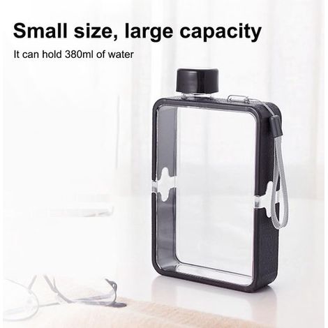 Quadratische, flache Wasserflasche, tragbarer, transparenter Sportbecher, wiederverwendbare Wasserflasche aus Papier für Outdoor Sport, Reisen, F (1/5)