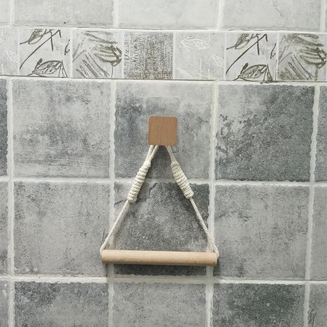 Porte-papier toilette mural en bois, coloris coton, pour WC et salle de bain. Accessoire idéal pour les toilettes. Porte-serviettes. (1/5)