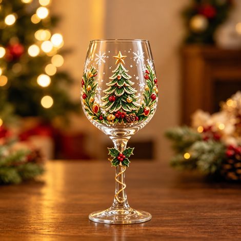 Verre à Pied Sapin de Noël Coupe Décorative en Verre Résistant Fêtes Hiver 301-400ml Ø69x108mm – Livraison gratuite