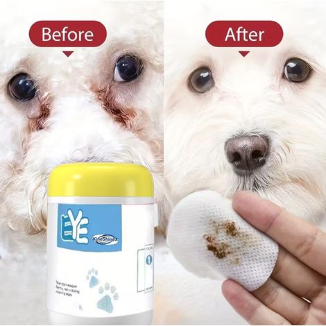 Kineshinex Augenreinigungstücher für Haustiere – Entfernt Tränenflecken, reinigende Augenreinigungstücher für Katzen und Hunde (1/5)