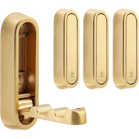 Set mit 4 goldenen, klappbaren Wandhaken, goldene, klappbare Metall-Wandhaken (1/5)