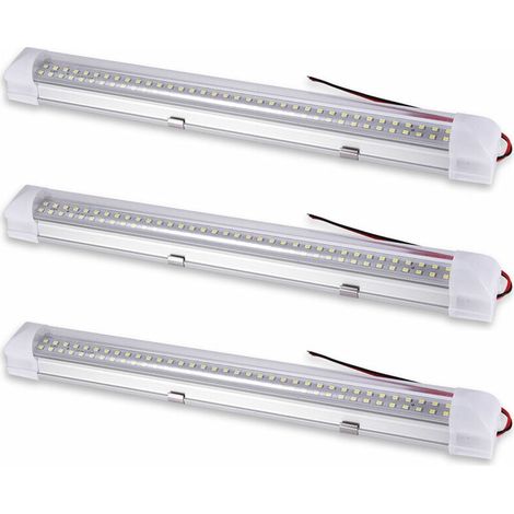 3 pieces Barre lumineuse LED,(12V)500LM lampe voiture intérieur, LED Plafonnier Voiture pour Bus caravane cuisine salle de bain blanc bande intérieure éclairage avec interrupteur marche/arrêt ,pour A (1/2)