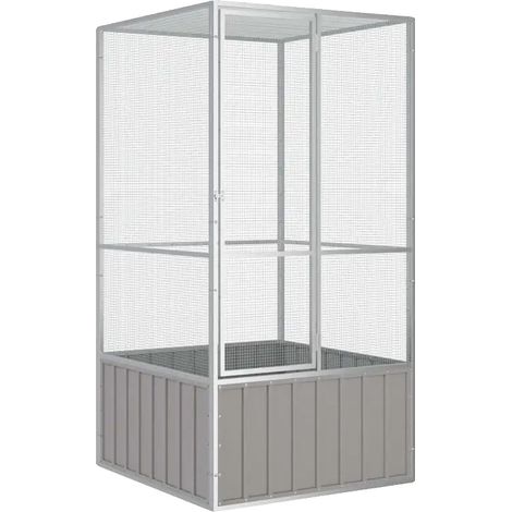 Cage à oiseaux, grande volière autoportante, construction en fer durable, Gris (1/2)