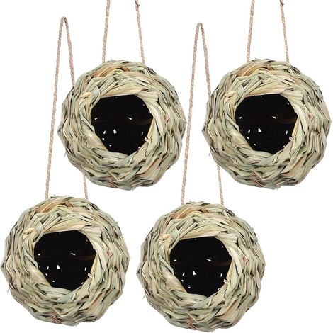 Pendentif Cummingbird Nest Woven Bird House avec ouverture ronde confortable nid de repos d'oiseaux pour petits oiseaux cage (1/5)