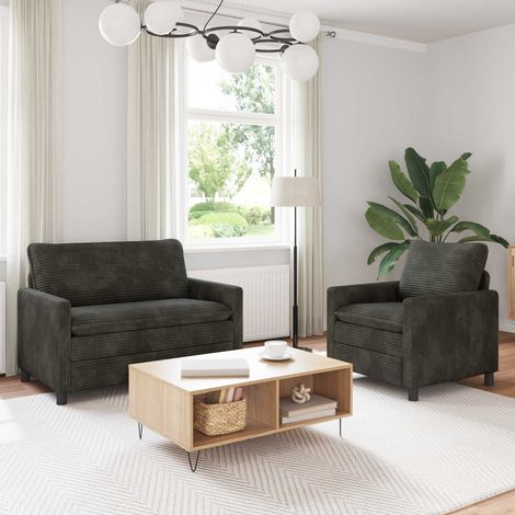 vidaXL Sofa Set 2 pcs Anthrazit Polyester (1/5)