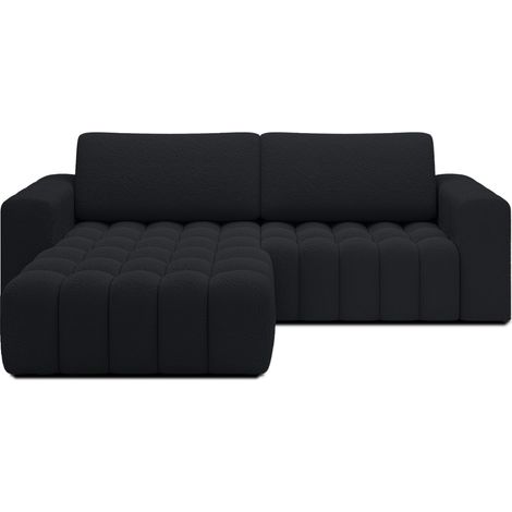 Canapé d'angle gauche convertible Clovis Bouclette Noir (1/5)
