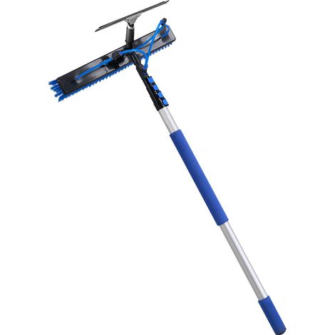 Mophorn 2-in-1 Teleskop-Waschbürste für Solarpanels, Reinigungsset mit 1,2-4,6m Aluminium-Teleskopstange, 20m Wasserschlauch, Abzieher, Seifenspender und Bürste für Solaranlagen und Terrassendächer (1/5)