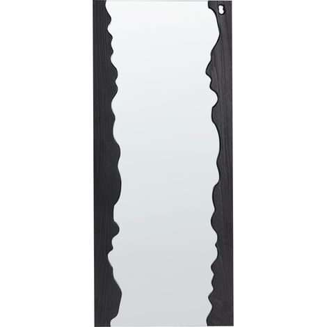 Espejo de pared moderno colgante decorativo 175 x 75 cm marco de madera forma irregular negro Saullcet
