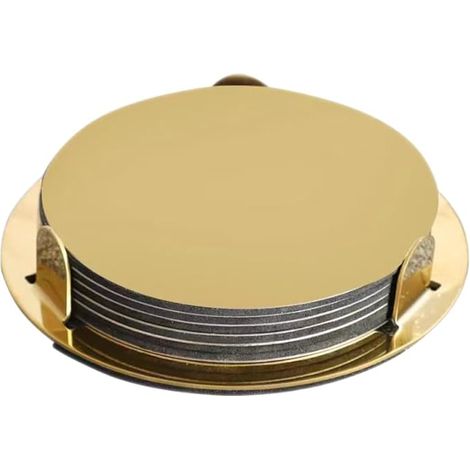 Set sous-Verres Dorés Inoxydable 10 cm avec Support, Base Antidérapante Eva, Protection Chaleur (1/5)