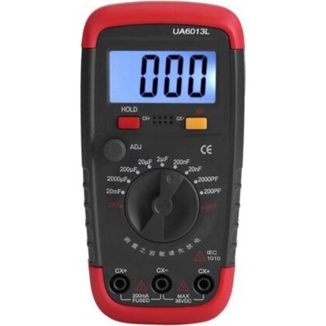 Professional Capacitance Meter, Digital Capacitor Tester 0.1 pF - 20000uF with Capacitance Meter with LCD Backlight and Protective Jacket Max 1999 (1/5)