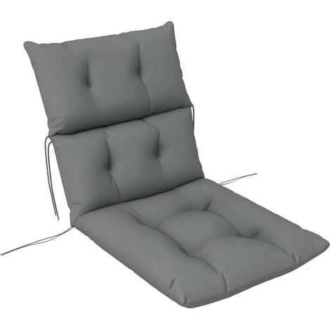 Outsunny Sitzkissen, 115x56 cm Stuhlkissen mit Bindebänder, Rückenlehne, 10cm dick Polsterauflage, wasserabweisend Sitzpolster für Haus, Garten, Büro, Stühle, Hellgrau (1/5)