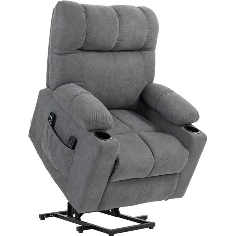 Elektrischer Relaxsessel mit Aufstehhilfe, Massage und Heizfunktion, Grau (1/4)