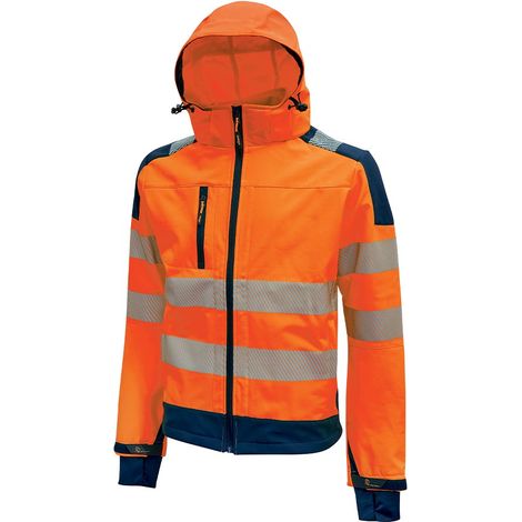 U-Power – Veste de travail haute visibilité orange fluo – 3XL – Déperlant et coupe-vent – Bandes réfléchissantes pour sécurité (1/5)