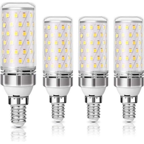 Lot de 4 ampoules LED E14 12 W 1200 lm équivalent lampe halogène 100 W 3000 K blanc chaud AC220-240 V non dimmable, angle de faisce (1/4)