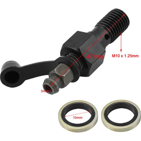 Vis de purge d'étrier de frein de moto M10x1,25 mm, bouchon anti-poussière noir, vis banjo. (1/5)