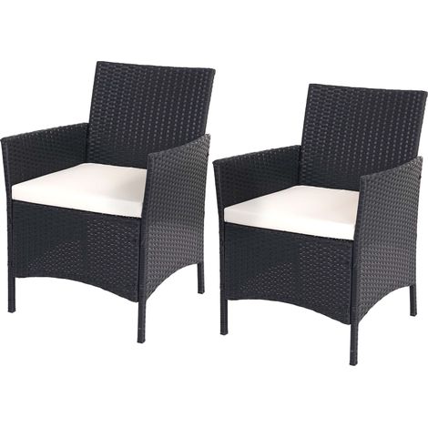 2x fauteuils chaises de jardin en polyrotin anthracite coussin crème 040000466 (1/5)