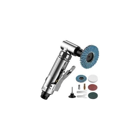 Meuleuse d'Angle Pneumatique 1/4" 90psi (6.35 Bar) 20 000 tr/min avec 4 Disques Différents 2 Mandrins 3mm/6mm pour Préparer les Surfaces à Souder, Polir et Meuler Carrosserie Lustrer