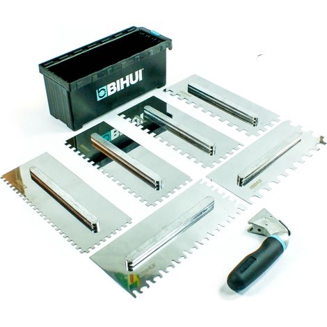 Boîte de 6 peignes en inox crantés interchangeables 28cm – Lames de 6 à 12mm – Poignée souple – Étui de rangement pratique