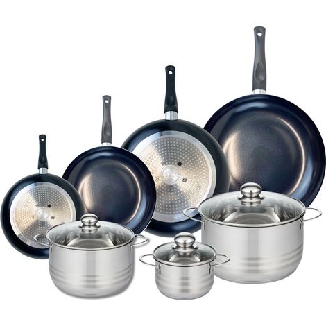 Ensemble de 4 Poêles de cuisson 20, 24, 28 et 32 cm et 3 faitouts 14, 20 et 24 cm Elo Prima Brillant (1/4)