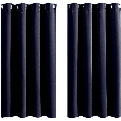 Cortinas textiles para el hogar XIUH - Opacas y termoaislantes, ideales para salas de estar, juego de cortina de ducha azul, separador de baño (azul marino), no requiere perforación.