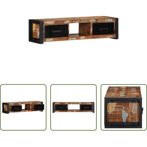 Meuble tv industriel -  Meuble TV 100x30x25 cm Bois de récupération solide (1/5)