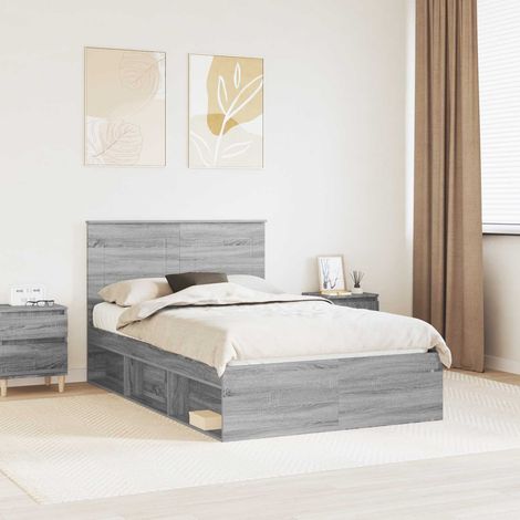 Estructura de cama con cabecera Gris 135 x 190 cm