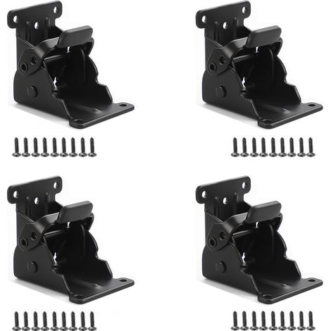Ensemble de 4 charnières pliantes autobloquantes noires pour pieds de table - charnières pliantes de 0 à 90 degrés - charnières pliantes pour rallonge de table avec vis pour pieds pliants - établi - r (1/5)