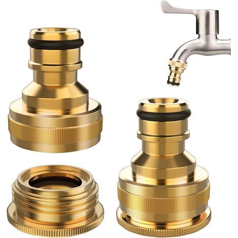 Connecteur de robinet-2 pièces, 1/2 pouce et 3/4 pouce BSP 2-en-1 Adaptateur femelle de robinet fileté, raccord pour robinets filetés, connecteur de robinet de jardin