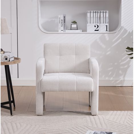 Chenille-Sessel beige 67,5x69x74,5 cm, bequeme Sitzfläche und ergonomische Armlehnen (1/5)