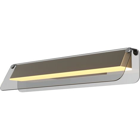 Maytoni Flat Applique murale LED intégrée moderne de 43 cm, noire et laiton, 3 000 K, 1 150 lm, abat-jour gris