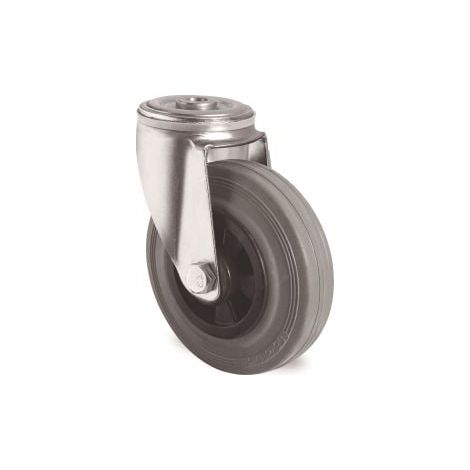 Rueda  giratoria  D.125mm  Cap.100kg  Agujero  trasero  PP  Rodamiento  de  rodillos  VG  gris  TECWERK (1/2)
